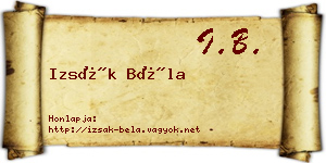 Izsák Béla névjegykártya