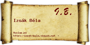 Izsák Béla névjegykártya